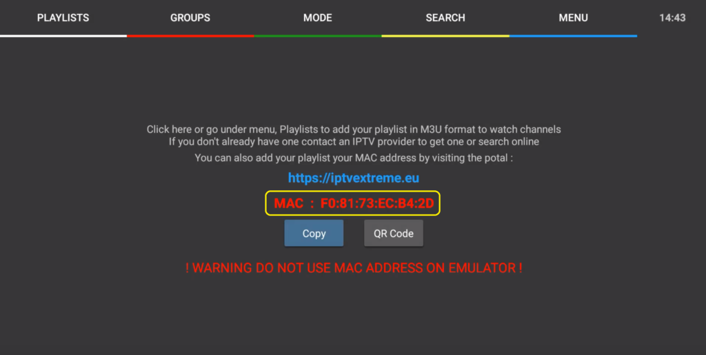 IPTV Extreme MAC-Adresse